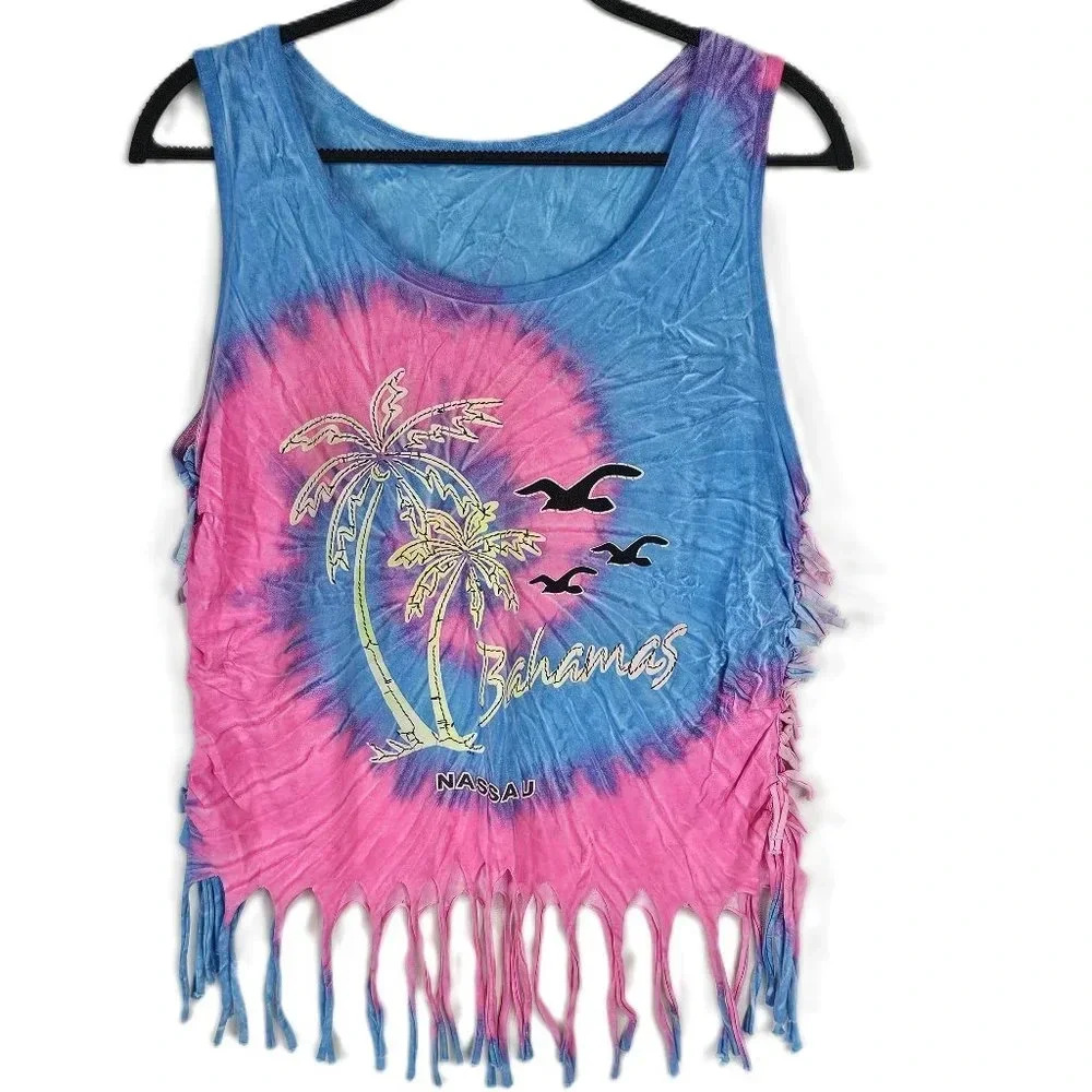 Nassau Bahamas Fringe‎ Tie Dye Tank Med